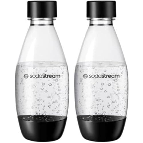 Image of SodaStream Fuse 0.5 Litre Reusable Dishwasher Safe Water Bottles Pack of 2 for Spirit, Terra, Art and Source Sparkling Water Makers for SodaStream Flavours - 2x 0.5 Litre Water, Black