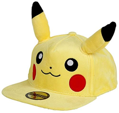 Image of Difuzed Pokemon Pikachu Plush Snapback Cap Accessories, Yellow, One Size