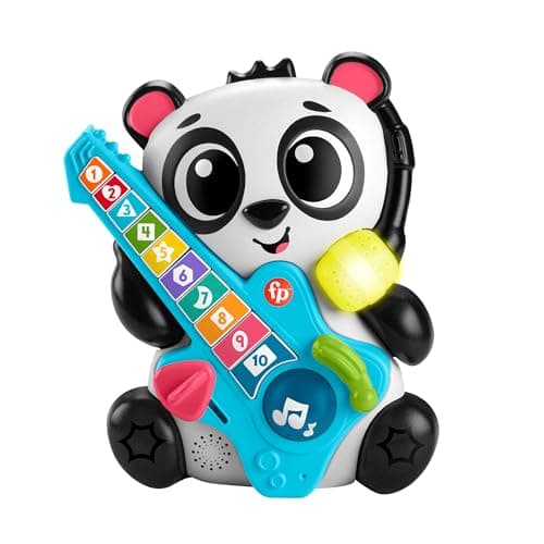 Image of Fisher-Price Baby Learning Toy Link Squad Jam & Count Panda with Music & Lights for Ages 9+ Months, UK English Version, Compatible Only with Link Squad Items, HYL22