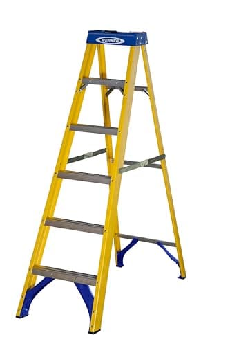 Image of Werner 7160618 Fibreglass Swingback Stepladder-6 Tread, Yellow, One Size