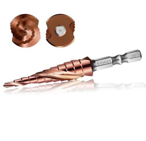 Image of KASAFE M35 Cobalt HSS Step Drill Bit (3-13mm, 11-Step) for Stainless Steel, Cast Iron, Copper & Aluminum, 1/4" Hex Shank