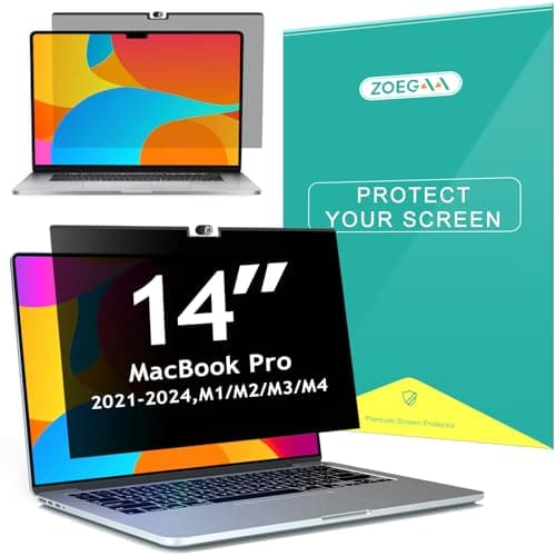 Image of ZOEGAA Magnetic Macbook Pro 14 Inch Privacy Screen(2021-2025),Easy Installation Anti-Blue Light Privacy Screen for MacBook Pro 14(M5/M4/M3/M2/M1) with Webcam Cover