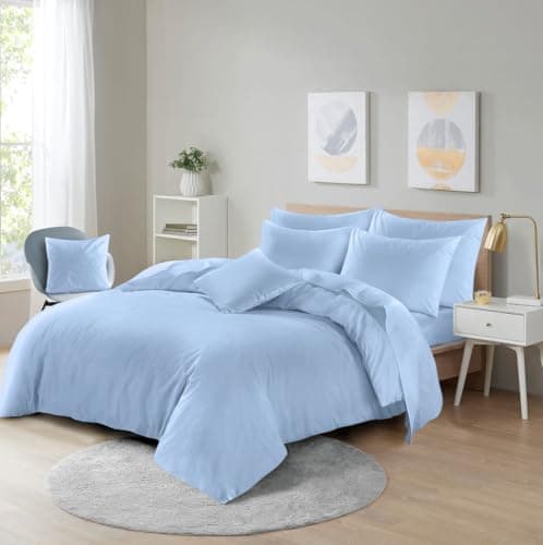 Image of Microfibre Duvet Cover Set, Ultra Soft Bedding, 100% Polyester (Sky Blue, Single)