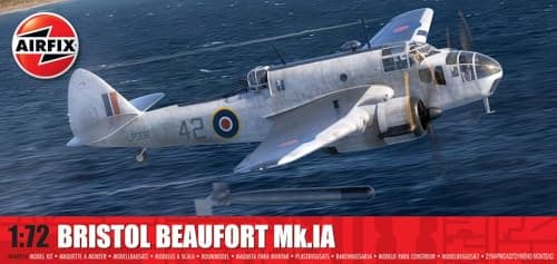 Image of Airfix Standard Model Set - A04021A Bristol Beaufort Mk.IA Model Building Kit - Plastic Plane Kits for Adults & Children 8+, Set Includes Sprues & Decals - 1:72 Scale