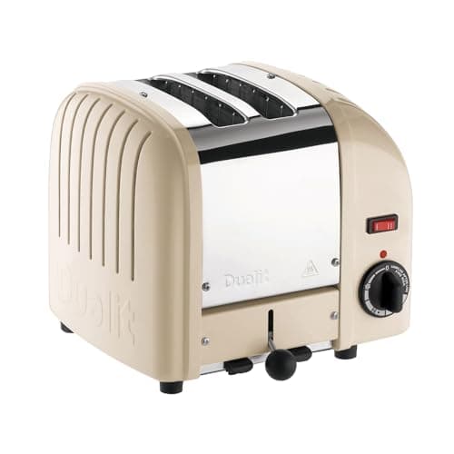Image of Dualit Classic 2 Slice Vario Toaster, Stainless Steel, Hand Built in the UK, Replaceable ProHeat Elements, Defrost Bread, Mechanical Timer, Replaceable Parts, Cream, 20247