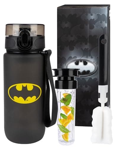 Image of MOMO WAY DC Comics The Batman Drinking Bottle Tritan Water Bottle BPA Free Reusable for School Sports Fitness Gym Easy Closure Gift for Men Women and Children Batman 600 ml
