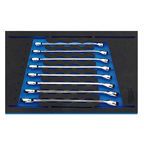 Image of Draper 63522 Combination Spanner 8 Piece Set in 1/4 Drawer Eva Insert Tray , Blue