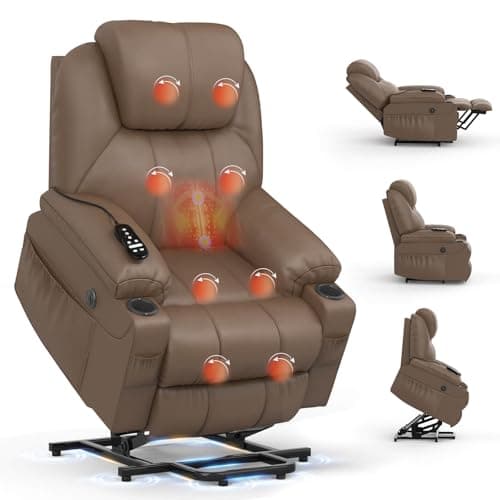 Image of BareTay Recliner Armchair Lift Chair For the Elderly, Power Recliner Chair with Massage & Heat, Extended Footrest, Type C+USB Ports, 2 Cup Holders, Dual Side Pockets Reclining Chairs Lounge Sofa