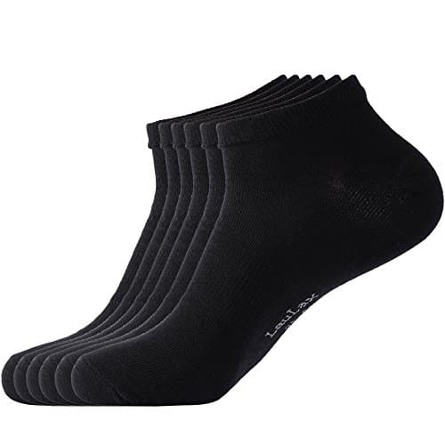 Image of Laulax 6 Pairs Finest Combed Cotton Arch Support Trainer Socks, Black, Size UK 9-11 / Europ 43-46