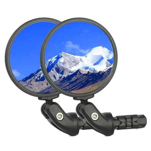 Image of BriskMore Black Bar End Mirrors, HD Glass Convex Lens Bicycle Rearview Mirror, 2PCS Safety Cycling Rear View Mirror, Adjustable Handlebar Wider View Bicycles Mirror for Scooter Road Mountain Bikes