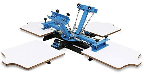 Image of CGOLDENWALL 4 color 4 station double rotary screen printer screen printing press Textile, cloths, T-shirt, four color dye printing