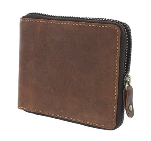Image of VISCONTI Hunter Zip Round Oiled Leather Bullet Wallet RFID Blocking 702 Oil Tan