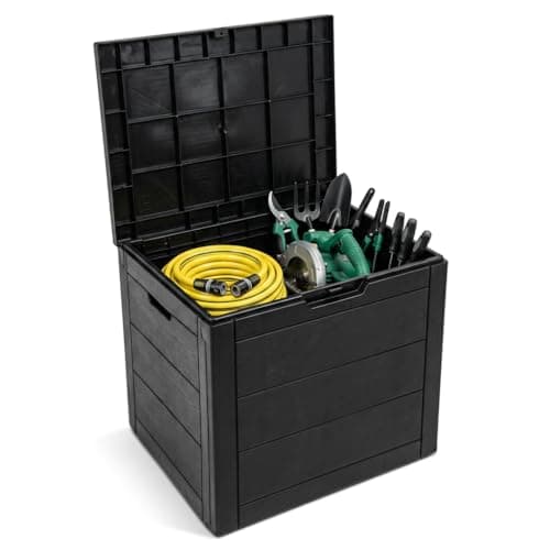 Image of Crystals 110L Outdoor Storage Box with Lid & Padlock – Large Garden Storage Chest, Weather Resistant Plastic Container for Cushions, Tools, Toys & Patio Accessories, Lockable Design