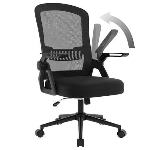 Image of naspaluro Ergonomic Office Desk Chair, Height Adjustable Executive Work Computer Chairs with Padded Seat Cushion, Swivel Mesh Chair with 90° Flip-up Armrest & Lumbar Support for Home/Office