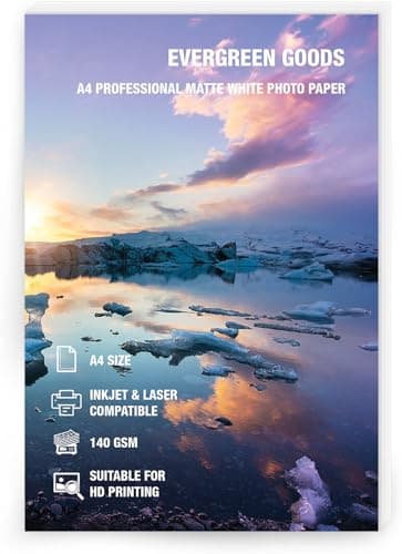Image of Evergreen Goods 50 Sheets A4 Matte White Double-Sided Photo Paper 140 GSM, Inkjet & Laser Printable, High-Resolution Paper for Photo Printing, Scrapbooking, Cards & Crafts
