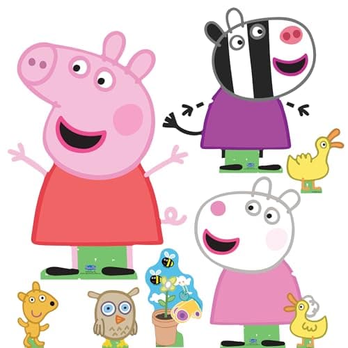 Image of Star Cutouts SC4523 Peppa Pig Friends Multi Pack Cardboard Cutouts (62cm) – Kids Party Decorations, Birthday Displays & Fan Gift Set