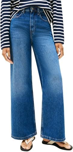 Image of Tommy Hilfiger Women's Flo High Waist Wide Leg Jeans, Blue (Flo), 32W/32L