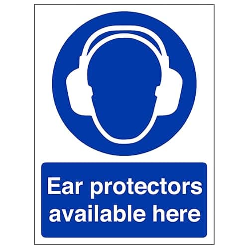 Image of V Safety Ear Protection Available Here - Portrait 150 x 200mm - 2mm Rigid Plastic Safety Sign
