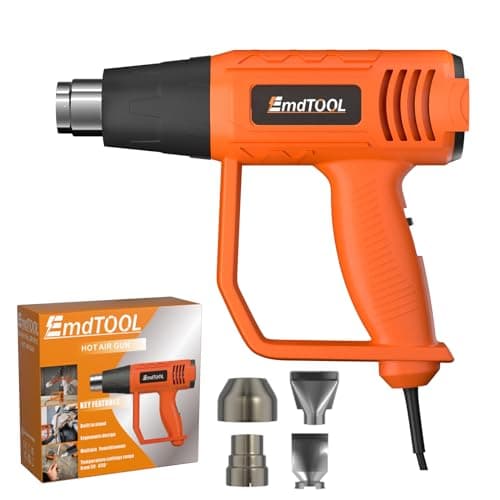 Image of VickyHome 2000W Heat Gun for Paint Stripping, Variable Speed Industrial Hot Air Gun Kit with 4 Attachments, 1.5s Fast Heating for Paint Stripping, Heat Shrink and Crafts, Orange