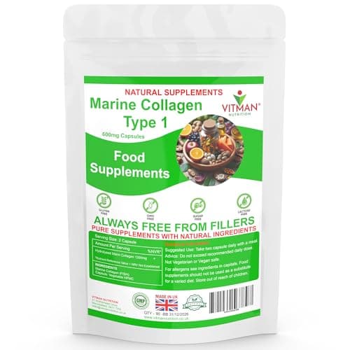 Image of Marine Collagen Capsules x90 - High Strength - Type 1 Hydrolysed Peptides for Hair, Skin & Joint Health - Anti-Ageing Supplement, Keto-Friendly, Gluten & Sugar Free.