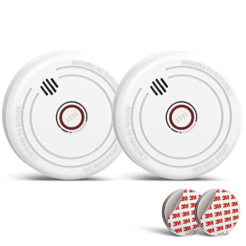 Image of Ruan Photoelectric Smoke Alarm With 10 Years Life Passed the EN14064 Standard Magnetic Smoke Detector Mount Magnet Smoke Detector with Test Button 1 Year Battery 2 Pack