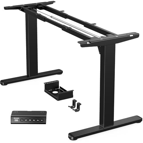 Image of HUANUO Standing Desk Frame, Electric Standing Desk Legs with Brushless Motor, Height-Adjustable Desk Frame with 100kg Compatible with tabletops up to 220 x 90 cm For sit-stand desk frames only