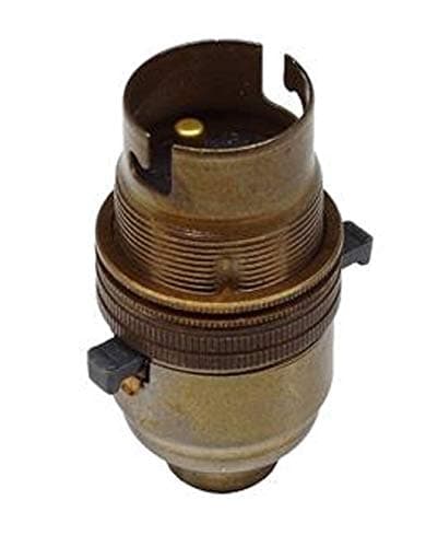 Image of K M Electronics® Antique Brass Switched LAMP Light Bulb Holder BC Bayonet Cap 1/2" Screw Thread