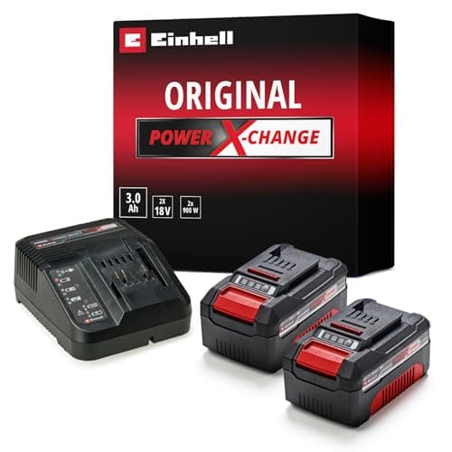 Image of Einhell Power X-Change 18V, 3.0Ah Lithium-Ion Battery Starter Kit With Spare Battery - Two Batteries And Charger Set - Universally Compatible With All PXC Power Tools And Garden Machines