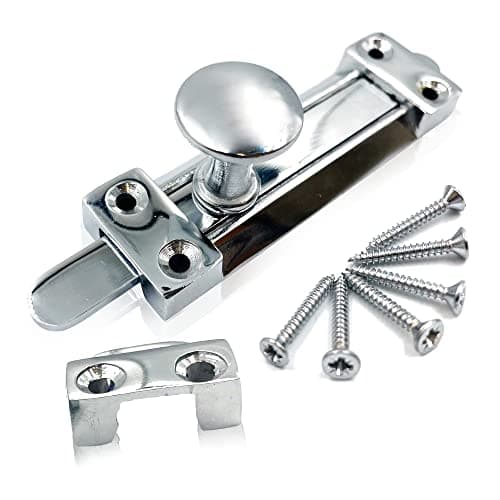 Image of 1 Pack Polished Chrome Sliding Door Lock, Heavy-Duty Steel Door Bolts for Internal Doors, Surface-Mounted Bathroom Door Lock, Internal Door Lock Slide Lock for Bedroom, Bathroom & Cupboards