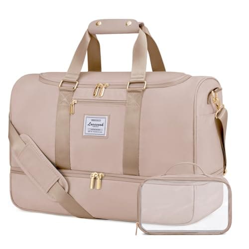 Image of LOVEVOOK Travel Bag - Large Weekend Overnight Holdall Duffel with Toiletry Bag, Shoe Compartment & Wet Pocket, Waterproof Swimming Bag for Hand Luggage, Camping, Beach