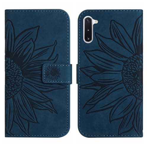 Image of Compatible with Samsung Galaxy Note10 5G Cover,Compatible with Samsung Galaxy Note10 4G Flip Kickstand Card Slots Magnetic Closure Phone Case Blue