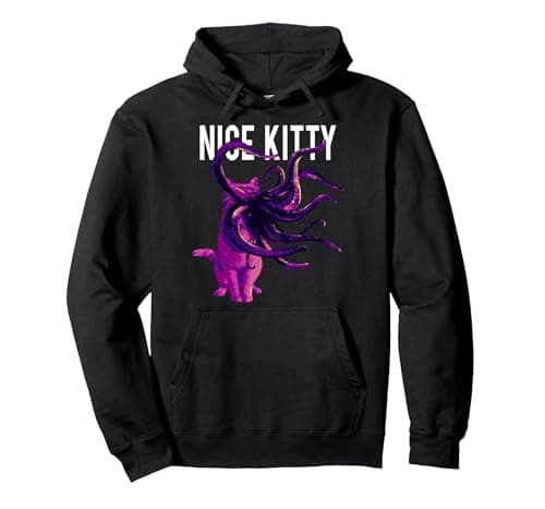 Image of Marvel Captain Marvel Goose Nice Kitty Tentacle Neon Pullover Hoodie, Adult Unisex, Black, Medium