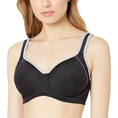 Image of Wacoal Women's Lindsey Sport Contour Underwire Bra, 853302, Opaque, Black/Lilac Gray, 34E