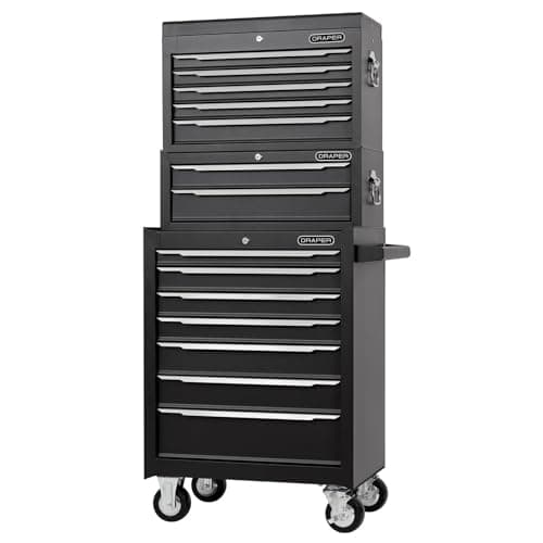 Image of Draper 29455 Combined Roller Cabinet, Mid Tool Chest and Tool Chest, 14 Drawers, 26"