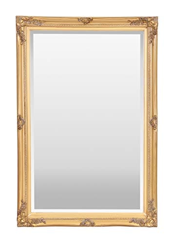 Image of Select Mirrors Rennes Vintage Wall Mirror - Shabby Chic Baroque, Antique, French Design - Solid Wood Frame (50cm x 70cm, Antique Gold)