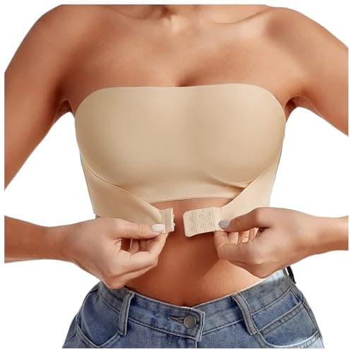 Image of Women's Bandeau Bra Strapless Non-Wired Padded Seamless Multiway Convertible Straps Full Support Push up Lift Women's Bra Seamless Wireless Anti-Slip Strapless Brallate with Shape Support