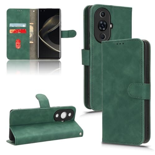 Image of Rfvzubemok Compatible with Huawei nova 11 Pro 4G Flip Wallet Cover,Compatible with Huawei nova 11 Pro 4G Kickstand Magnetic Closure Green