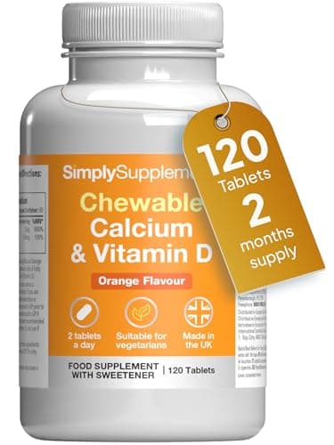 Image of Chewable Calcium & Vitamin D3 | Supports Bone & Muscle Function | Delicious Orange Flavour | Vegetarian Friendly | 120 Tablets = 2 Months’ Supply | GMP-Certified & UK-Made