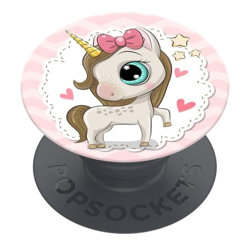 Image of PopSockets PopGrip Extendable Holder and Grip for Smartphones and Tablets Finger Holder Basic Unicorn Pony