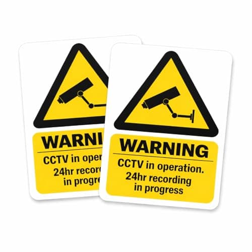 Image of Inside Glass Application Only – Visible from Outside | 2 x Large CCTV Window Stickers | Not for External Use or Containers | 150 x 100 mm (6" x 4") | Waterproof Security Warning Signs