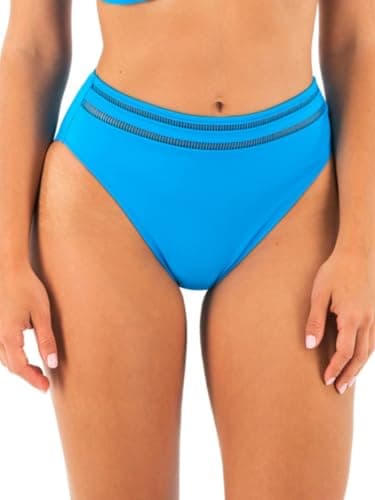 Image of Fantasie Women's East Hampton High Waist Bikini Brief, Blue Diamond, M Petite