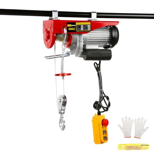 Image of Dyna-Living Electric Hoist Lift 400KG 881LBS Overhead Electric Hoist 220V Electric Winch for Garage, Warehouses, Factories Lifting with Line 4.92 Ft Remote Control Emergency Stop Switch