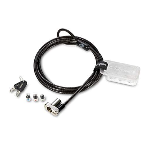 Image of Kensington Universal 3-in-1 Keyed Laptop Lock, Computer Anti Theft Security Tether Device, 5mm Keying System Hidden Pin and 1.8m Carbon Steel Cable - K62318WW