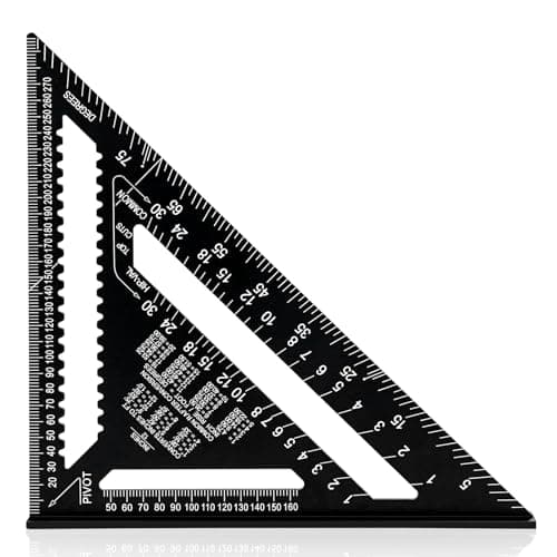 Image of Aluminium Carpenter's Roofing & Woodworking Speed Square - 30cm Metric Rafter Triangle Ruler Protractor - Angle Measuring & Marking Tool for Carpentry, Construction & DIY Projects