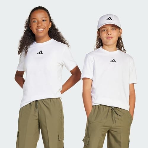 Image of adidas Unisex Kids Essentials T-Shirt, White/Black, 13-14 Years