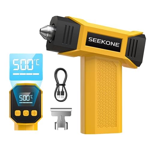 Image of SEEKONE 7.2V Cordless Heat Gun, Mini Hot Air Gun with Variable Temperature 100℃-500℃, 5000mAH Mini Heat Gun with USB Charge, LCD Display, Memory Function, Reflector Nozzle for 3D Printing, Crafts