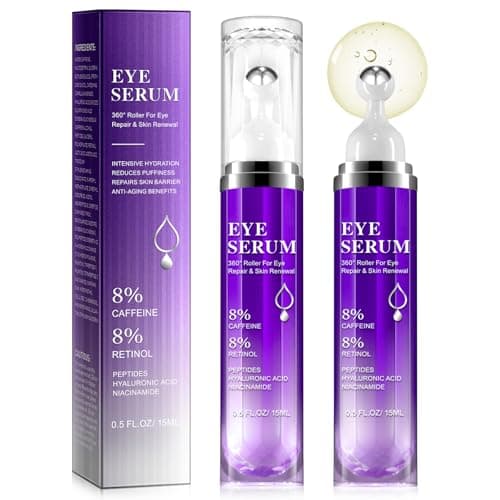 Image of Eye Serum with 8% Caffeine 15ml 2 Pack, Under Eye Serum for Dark Circles and Puffiness Eye, Wrinkles and Fine Lines, Eye Cream, Under Eye Treatment Replumps, Brightens And De-Puffs Eyes