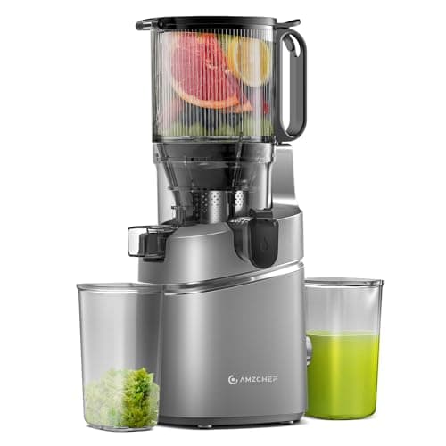 Image of AMZCHEF Automatic Cold Press Juicer Machines 250W Free Your Hands -135MM Opening and 2L Capacity Slow Juicers for Whole Fruit and Vegetable, with Triple Filter, Safety Lock, Classic Grey