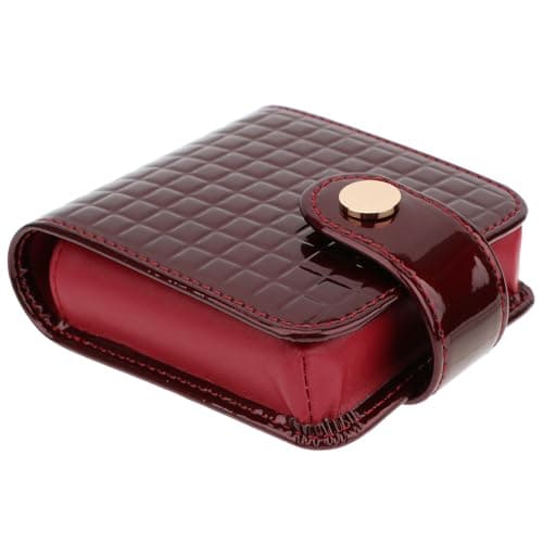 Image of kilofly Genuine Leather Double Lipstick Case Cosmetic Makeup Holder + Gift Box (Red)