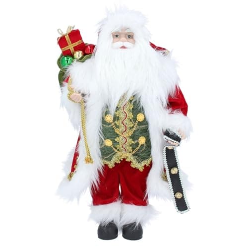 Image of Carousel Home Standing Santa Claus Figure | Traditional Plush Santa Claus Statue | Large Father Christmas Ornament, Christmas Decoration Figurine - 50cm